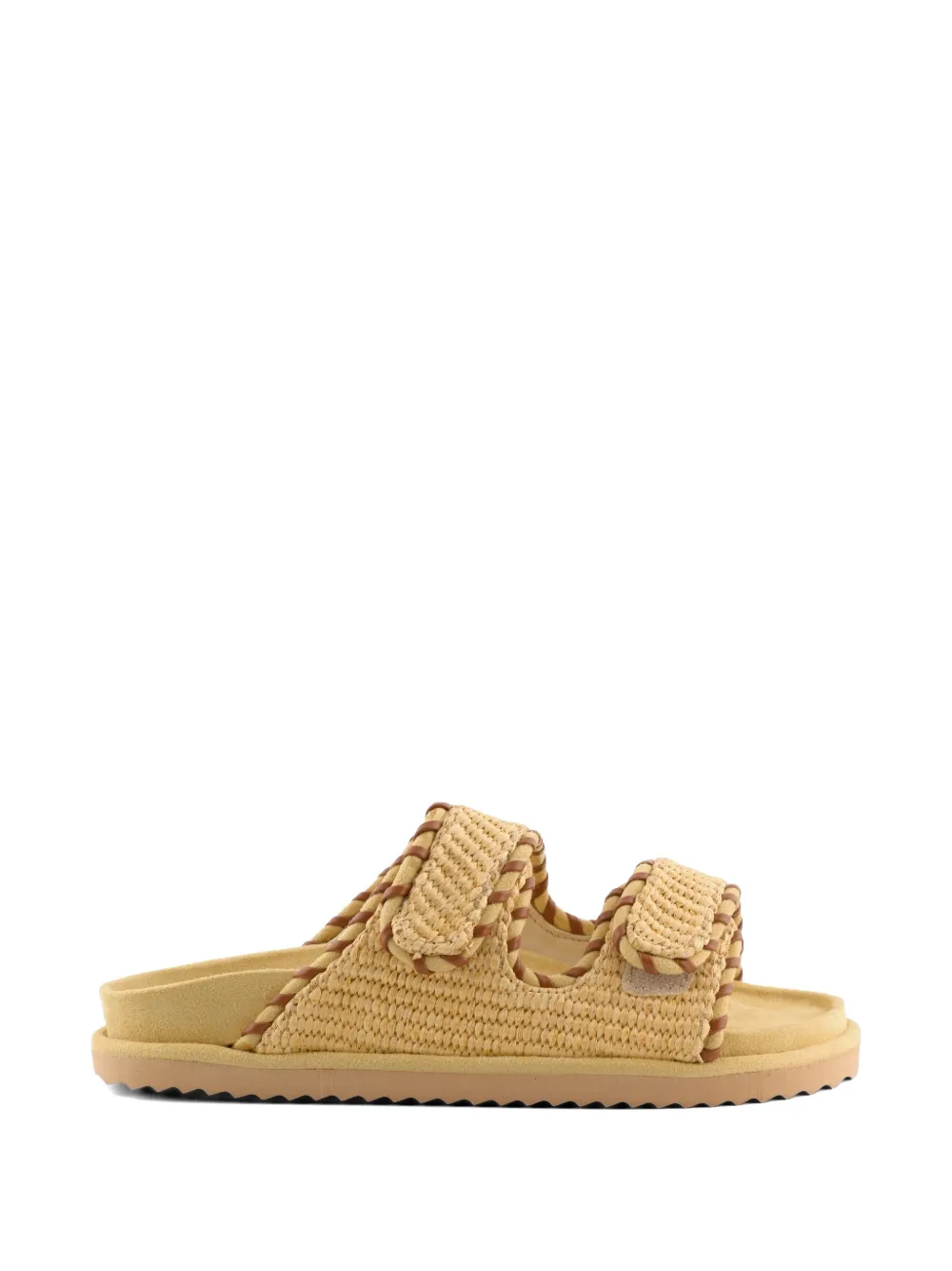 Colors Of California Geweven raffia sandalen met klittenband Bruin