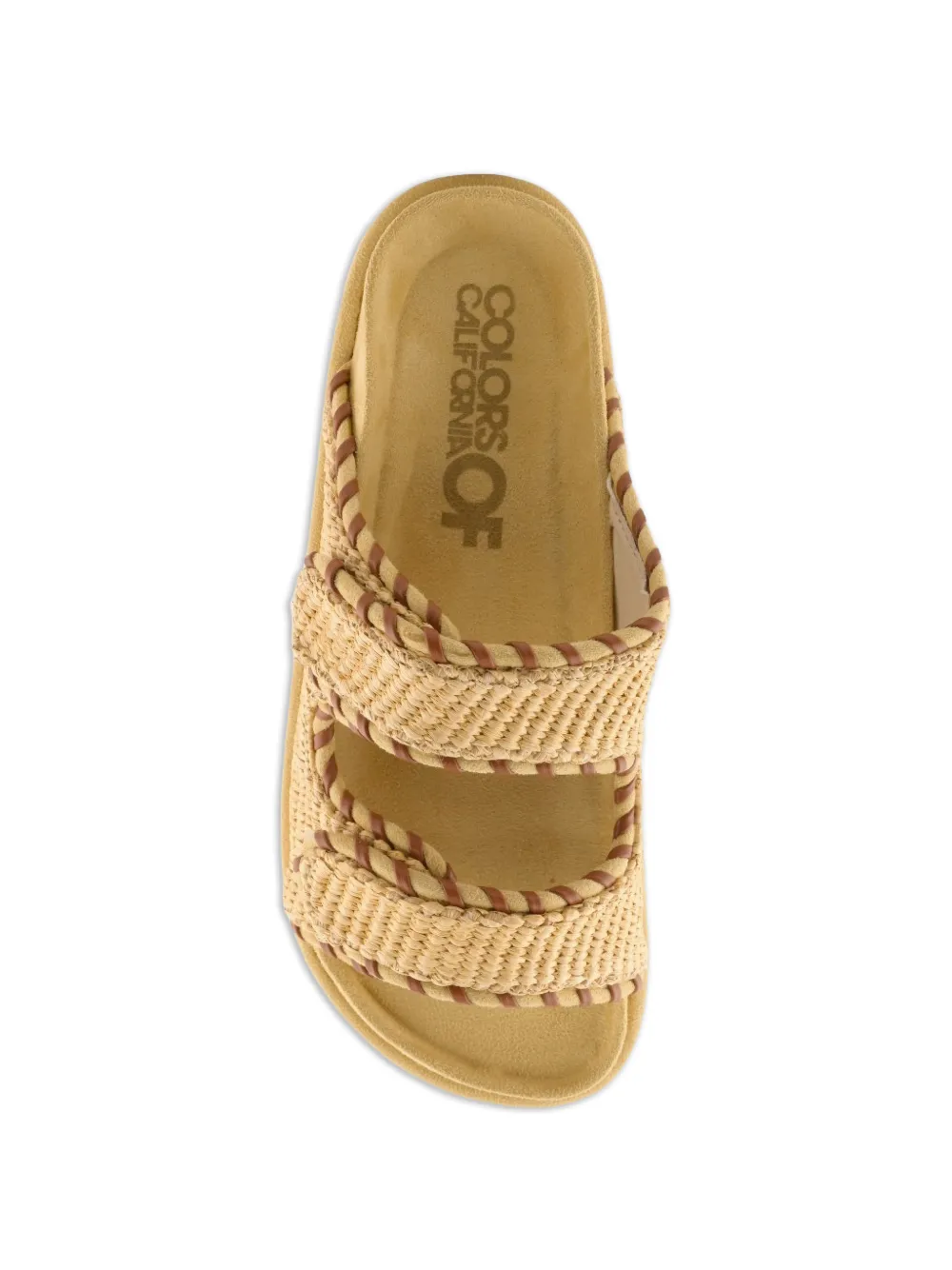 Colors Of California Geweven raffia sandalen met klittenband Bruin