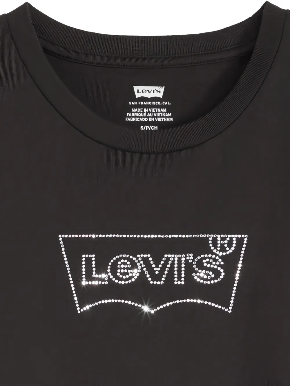 Levi's T-shirt verfraaid met kristallen en logo Zwart