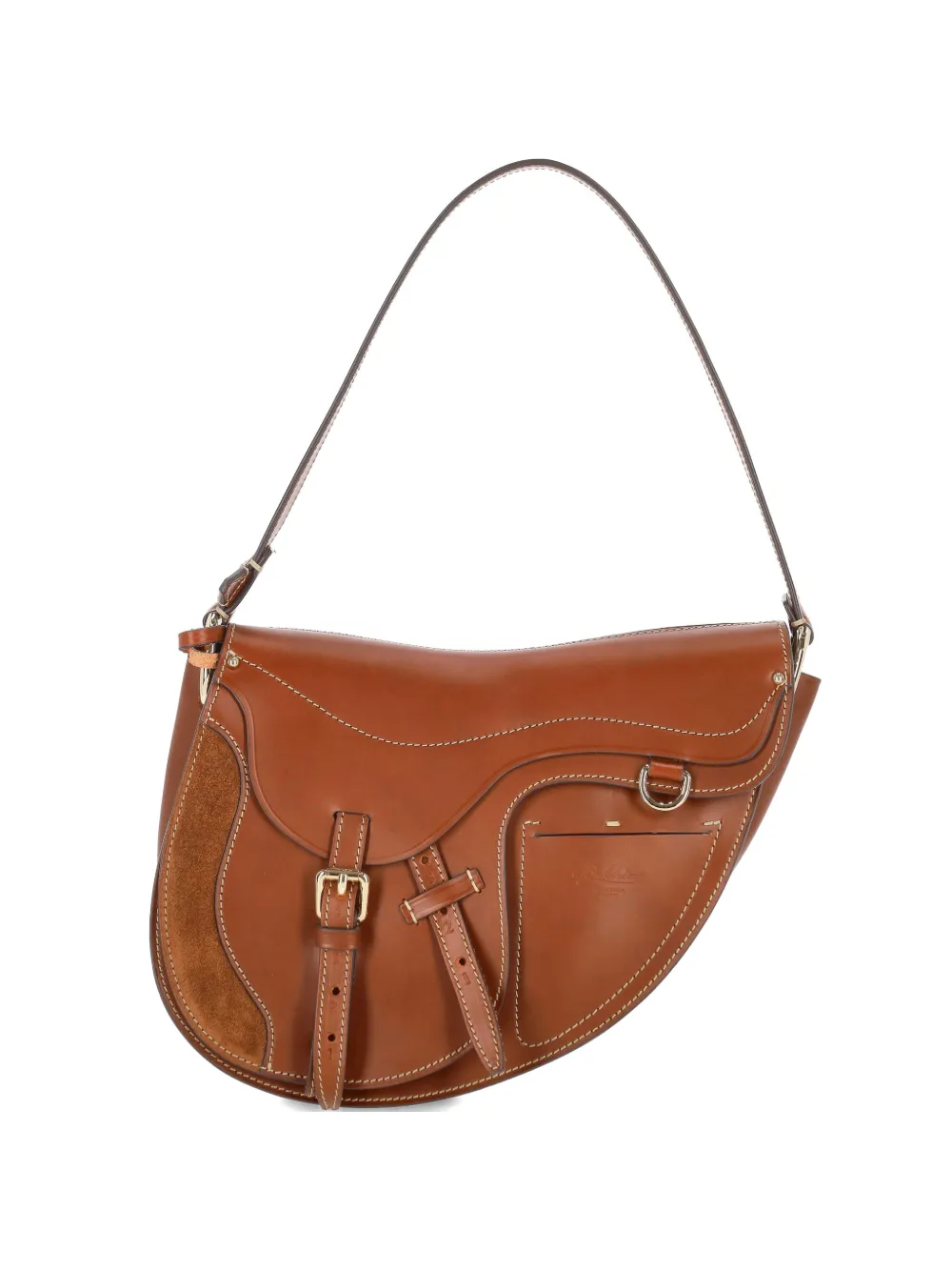 BOLDRINI saddle buckle-fastening shoulder bag - Marrone
