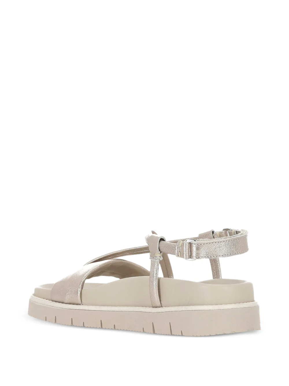 PATRIZIA BONFANTI Yasu metallic crossover-strap sandals Beige