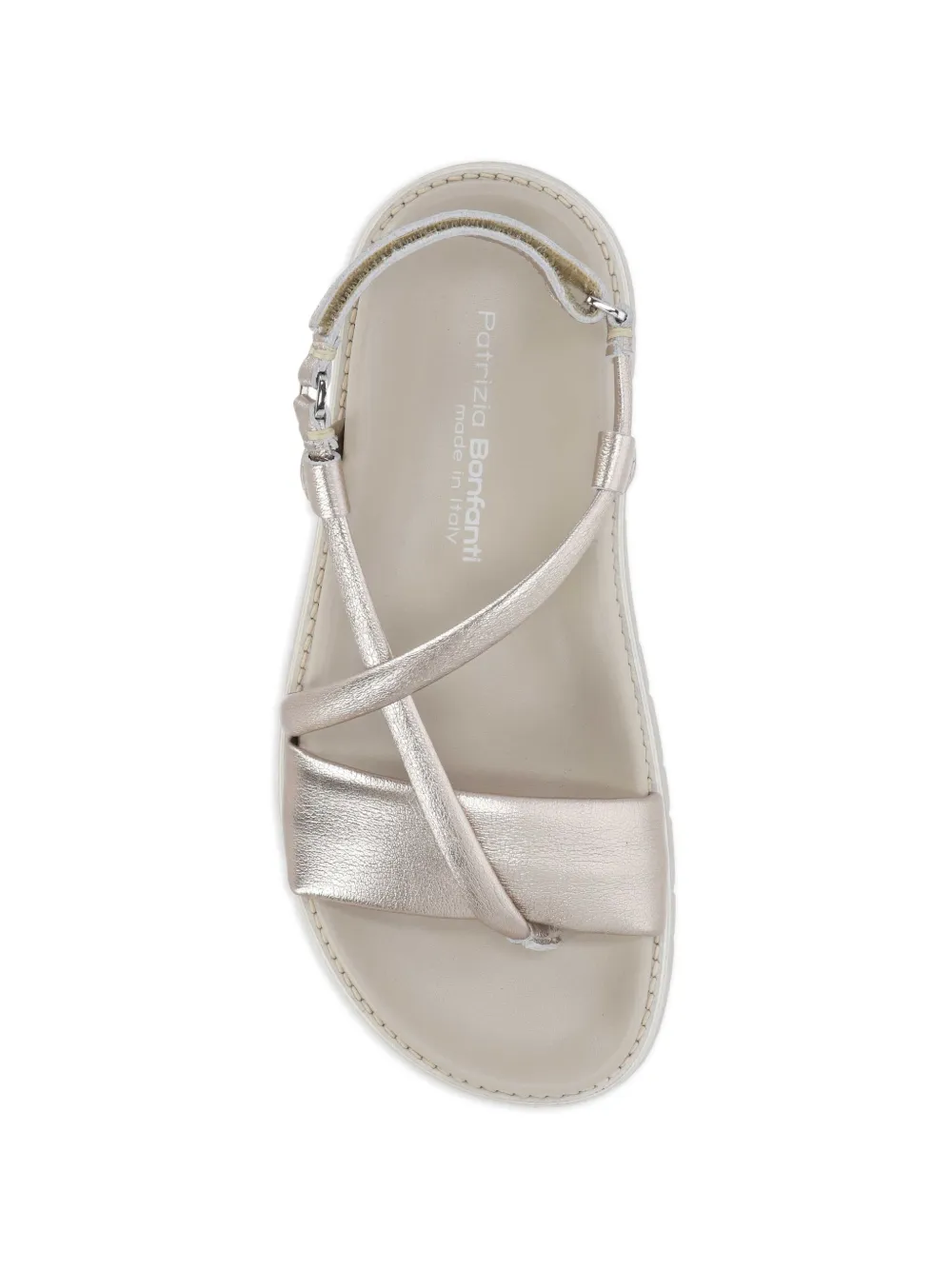 PATRIZIA BONFANTI Yasu metallic crossover-strap sandals Beige