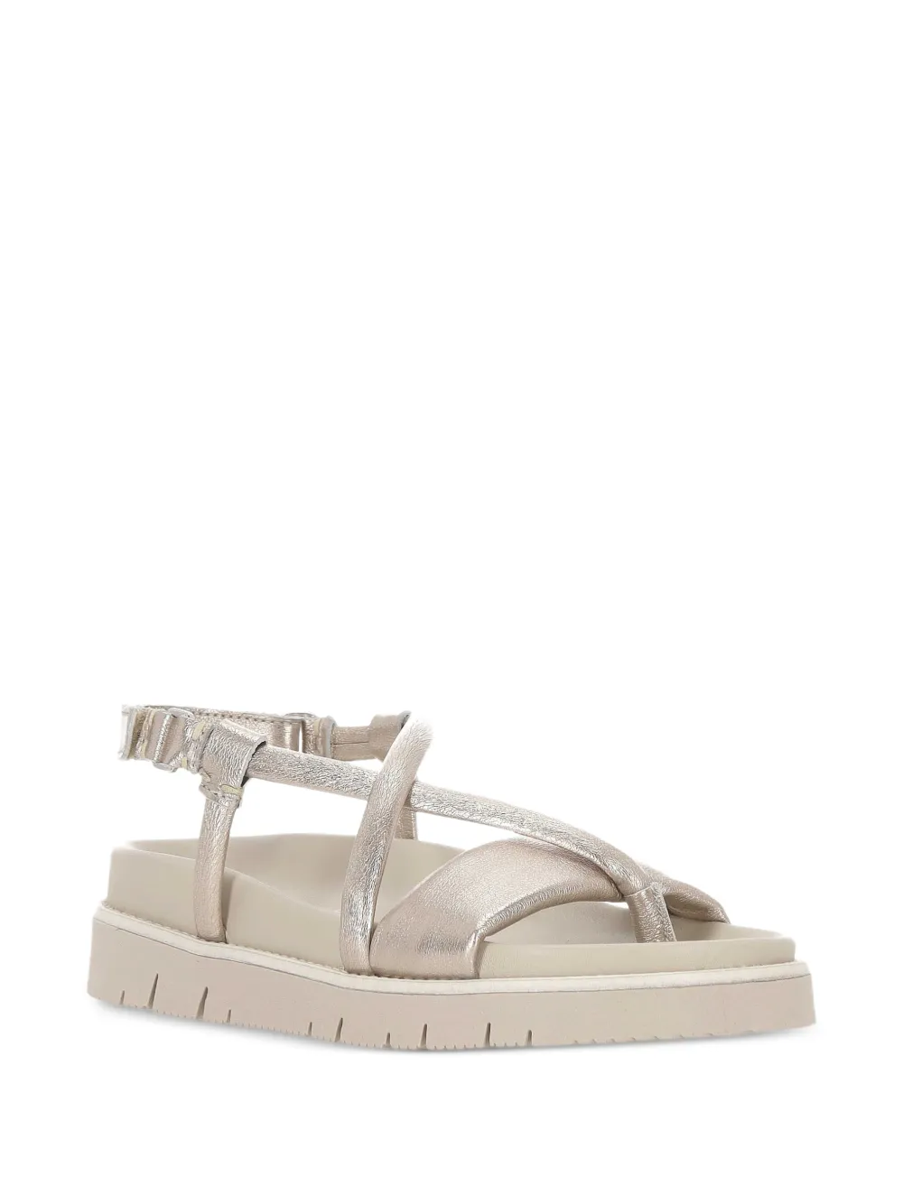 PATRIZIA BONFANTI Yasu metallic crossover-strap sandals Beige