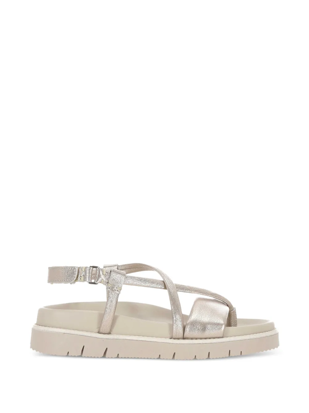 PATRIZIA BONFANTI Yasu metallic crossover-strap sandals Beige