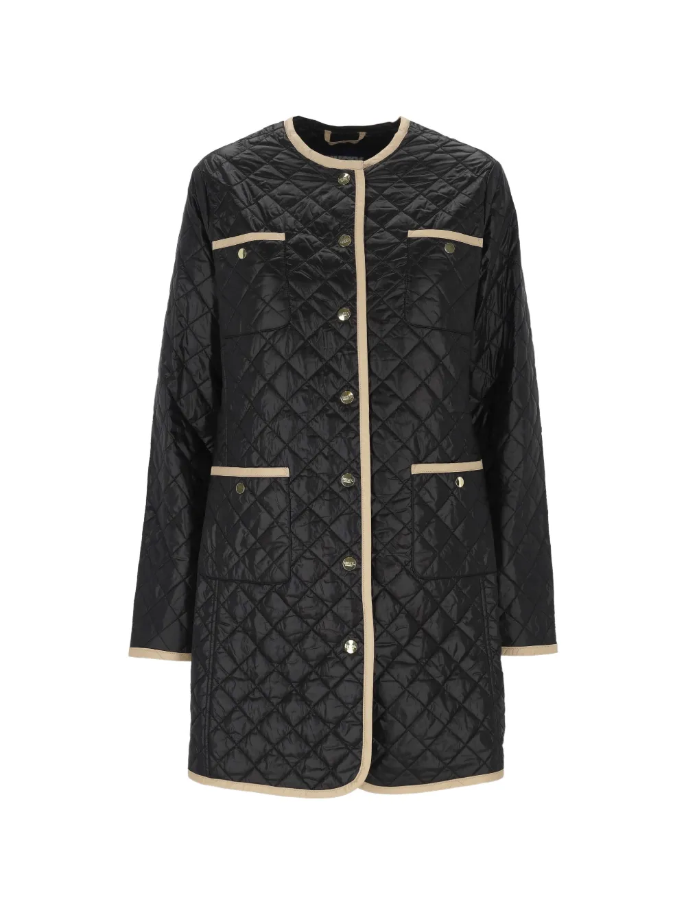 HUSKY quilted contrast-trim jacket - Black
