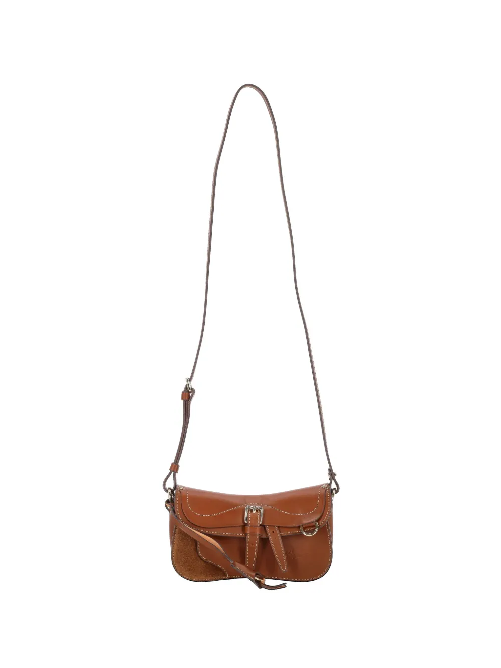 BOLDRINI contrast-stitch buckle-fastening cross body bag - Marrone