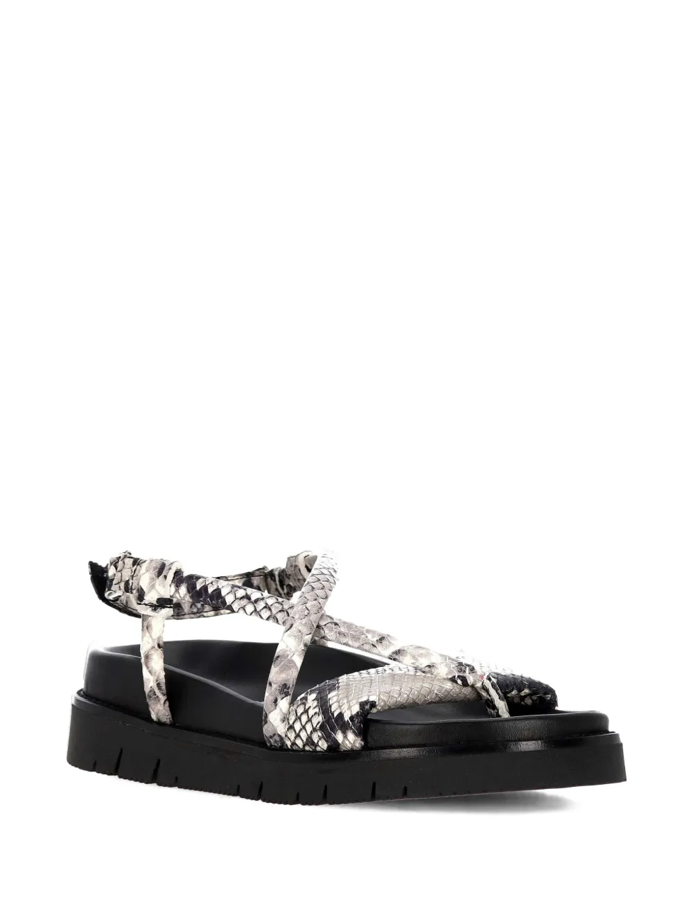 PATRIZIA BONFANTI snakeskin-effect buckled sandals Grijs