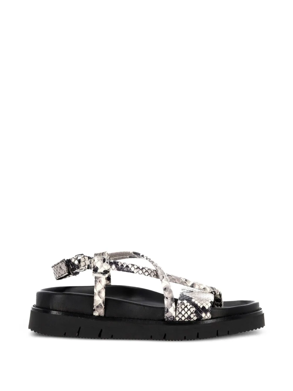 PATRIZIA BONFANTI snakeskin-effect buckled sandals Grijs