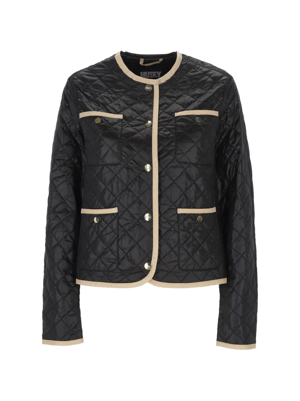 HUSKY quilted contrast-trim jacket - Nero
