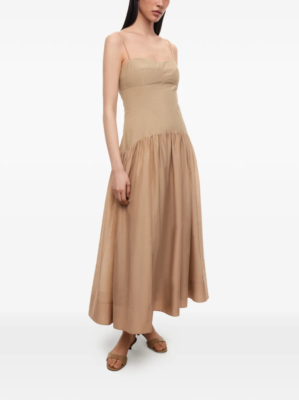 12 STOREEZ Provence jurk met spaghettibandjes Beige