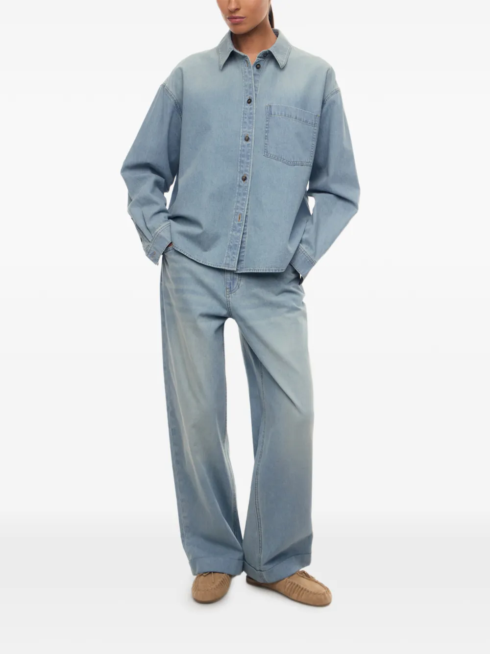 12 STOREEZ Denim overhemd Blauw