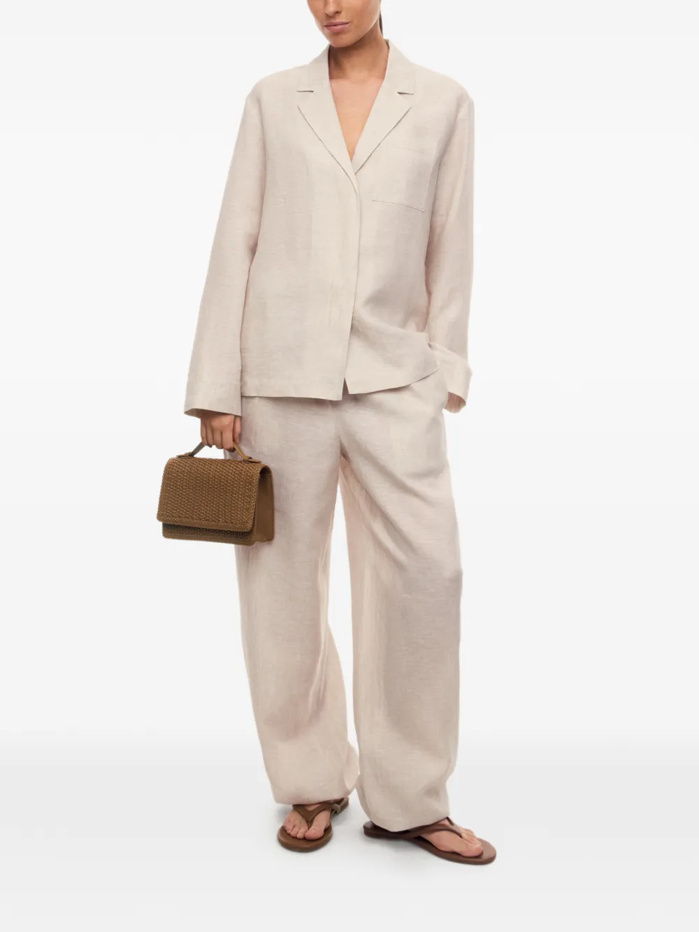12 STOREEZ Santorini broek met trekkoord afwerking Beige