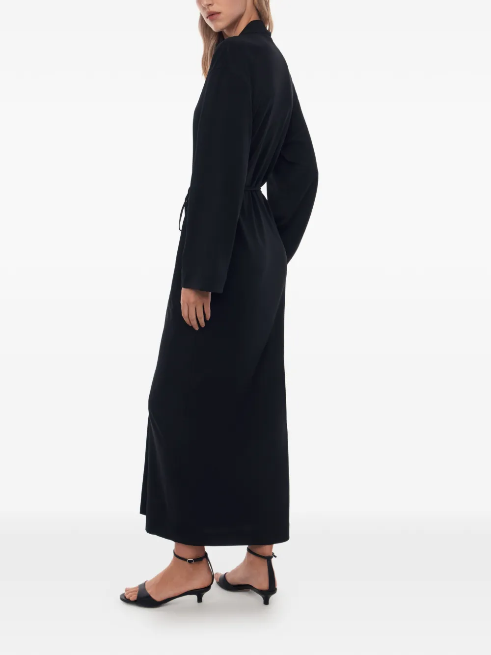 12 STOREEZ Daphne maxi-jurk met wikkelstijl Zwart