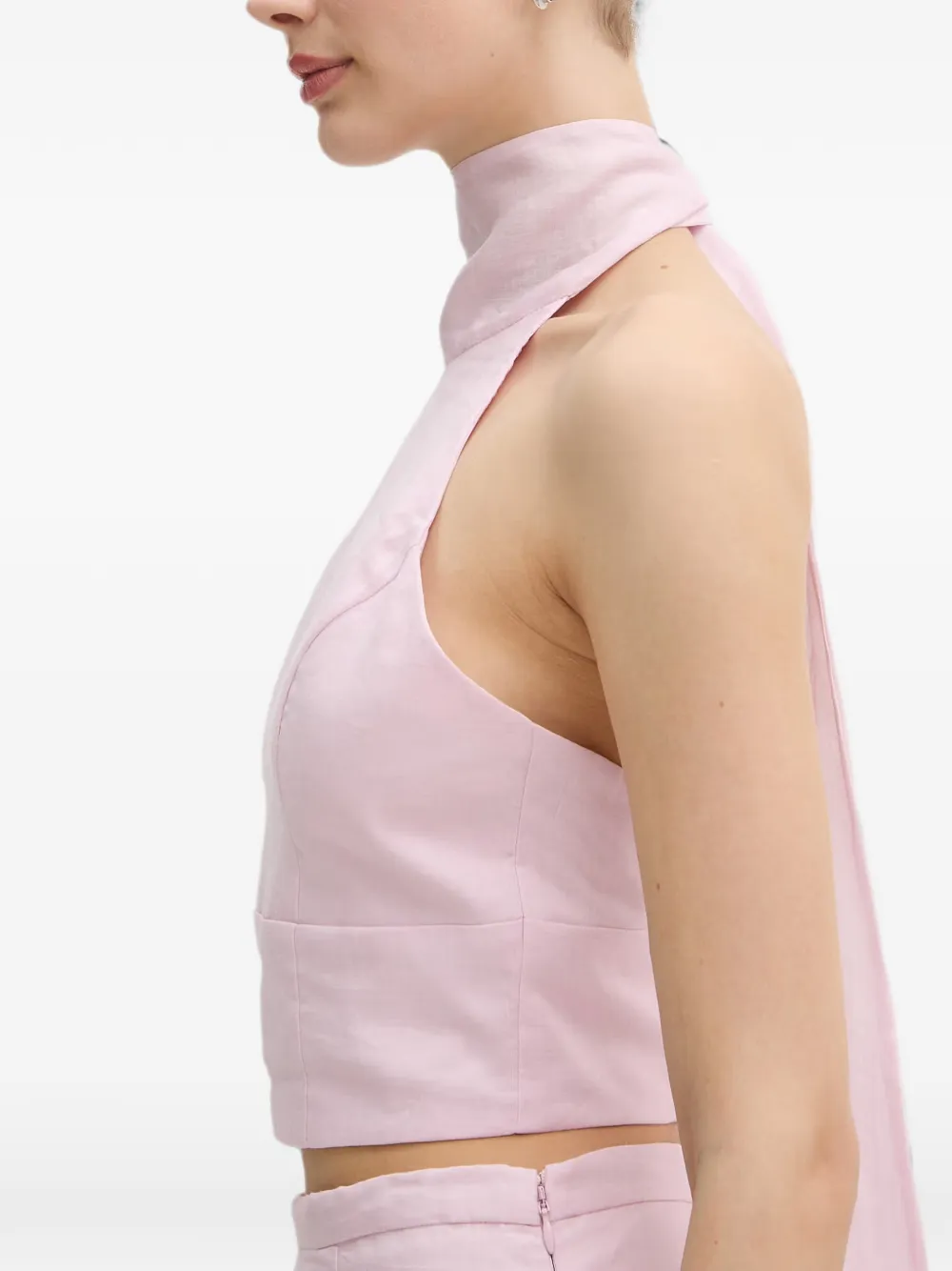 Bardot Haltertop met striksluiting Roze