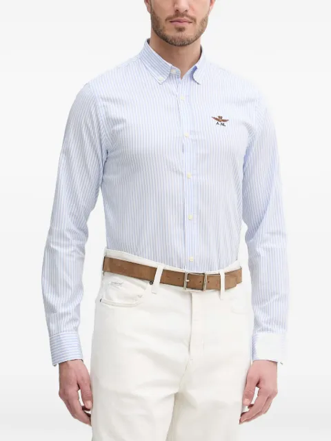 Aeronautica Militare chemise rayée à logo brodé
