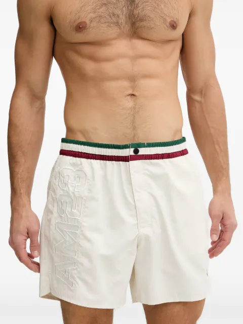 Aeronautica Militare logo-embroidered striped-waistband swim shorts