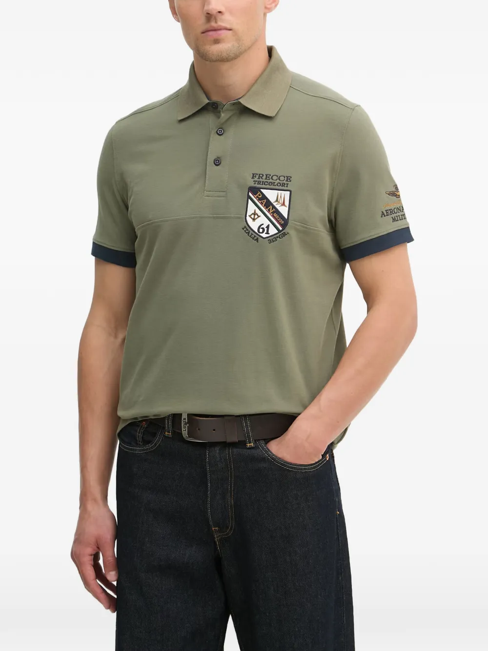 Aeronautica Militare logo-patch short-sleeve polo shirt - Grün