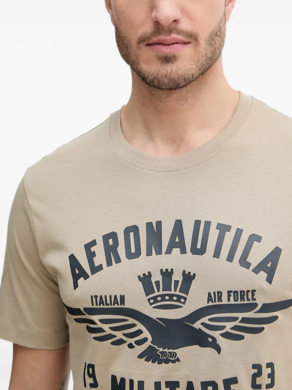 Aeronautica Militare T-shirt met logoprint Beige