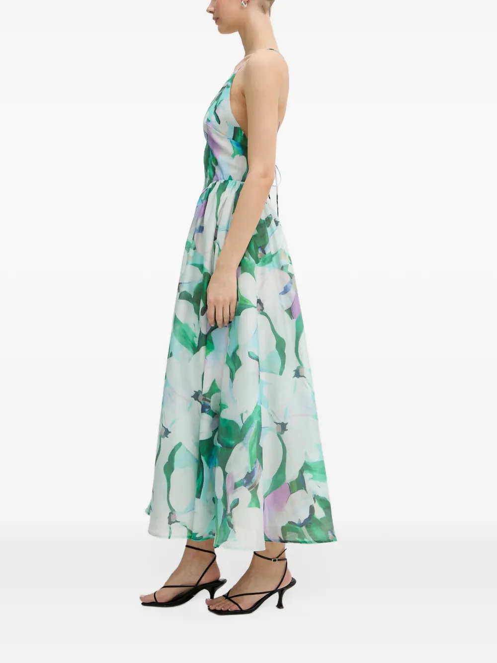 Bardot floral-print open-back midi dress Blauw