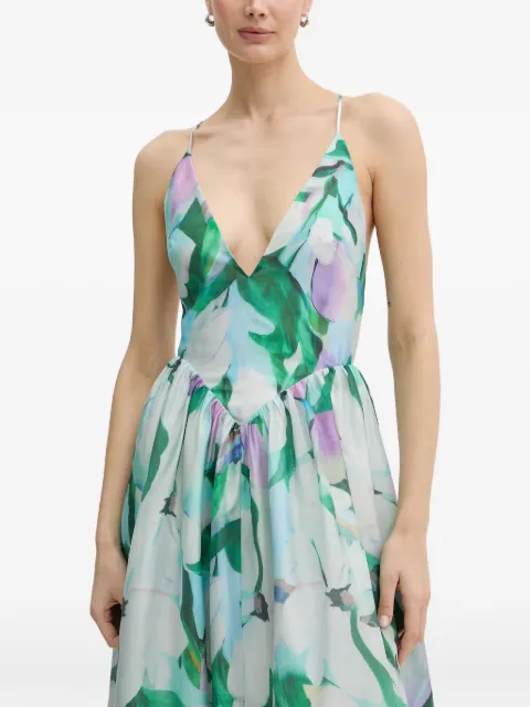 Bardot floral-print open-back midi dress