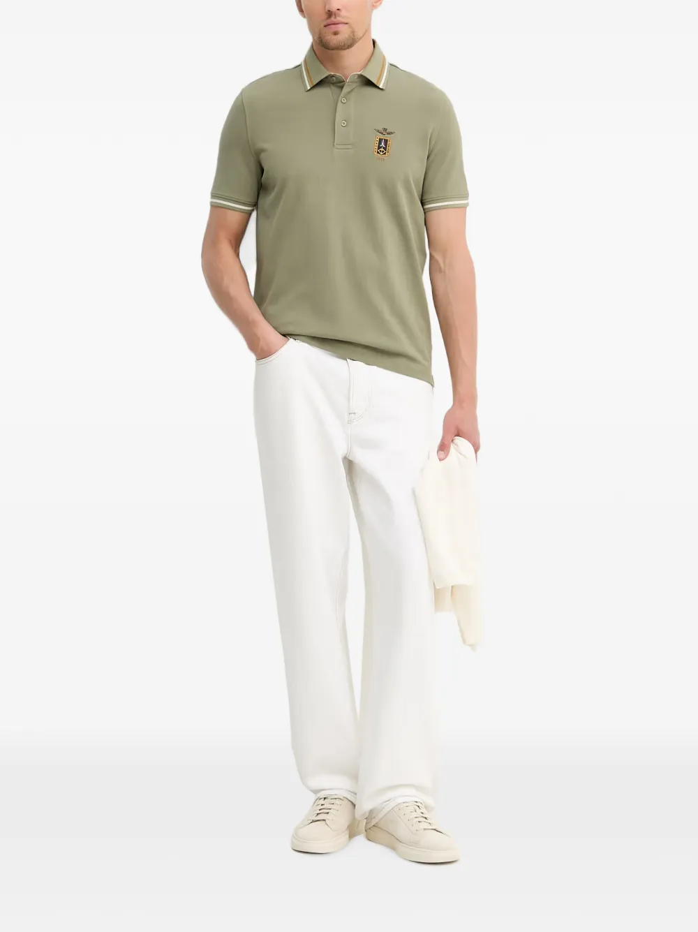 Aeronautica Militare Poloshirt met geborduurd logo Groen