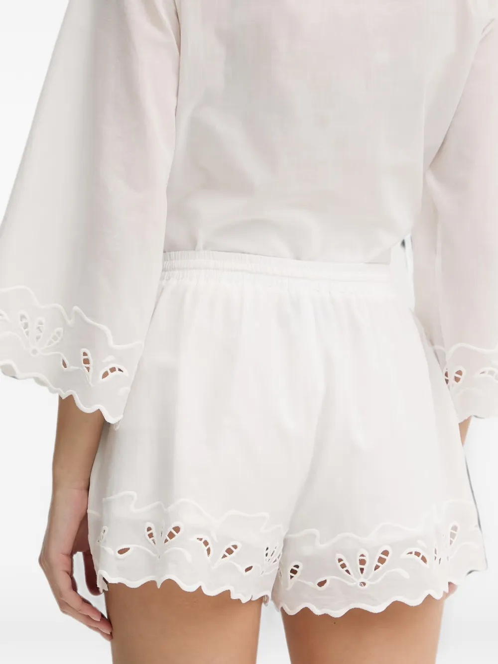 Bardot Aleria broderie anglaise gewelfde mini-shorts Wit