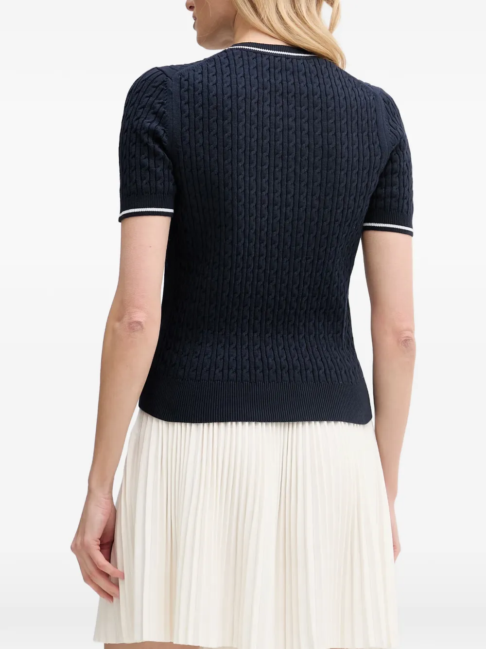 Lacoste Kabelgebreide trui met korte mouwen Blauw