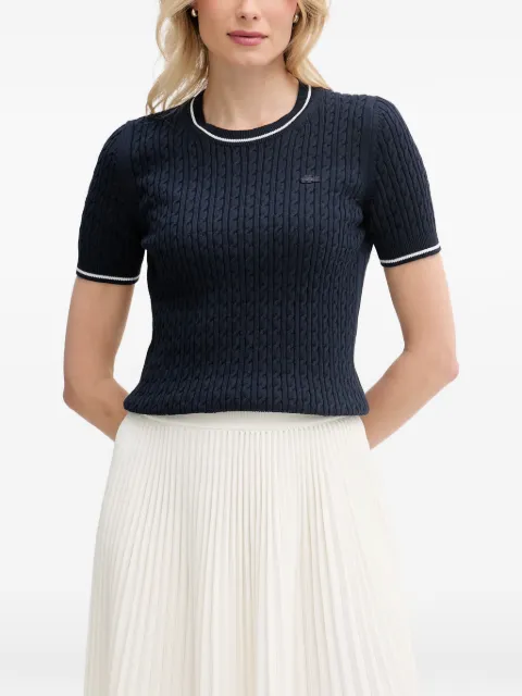 Lacoste pull en maille torsadée à manches courtes