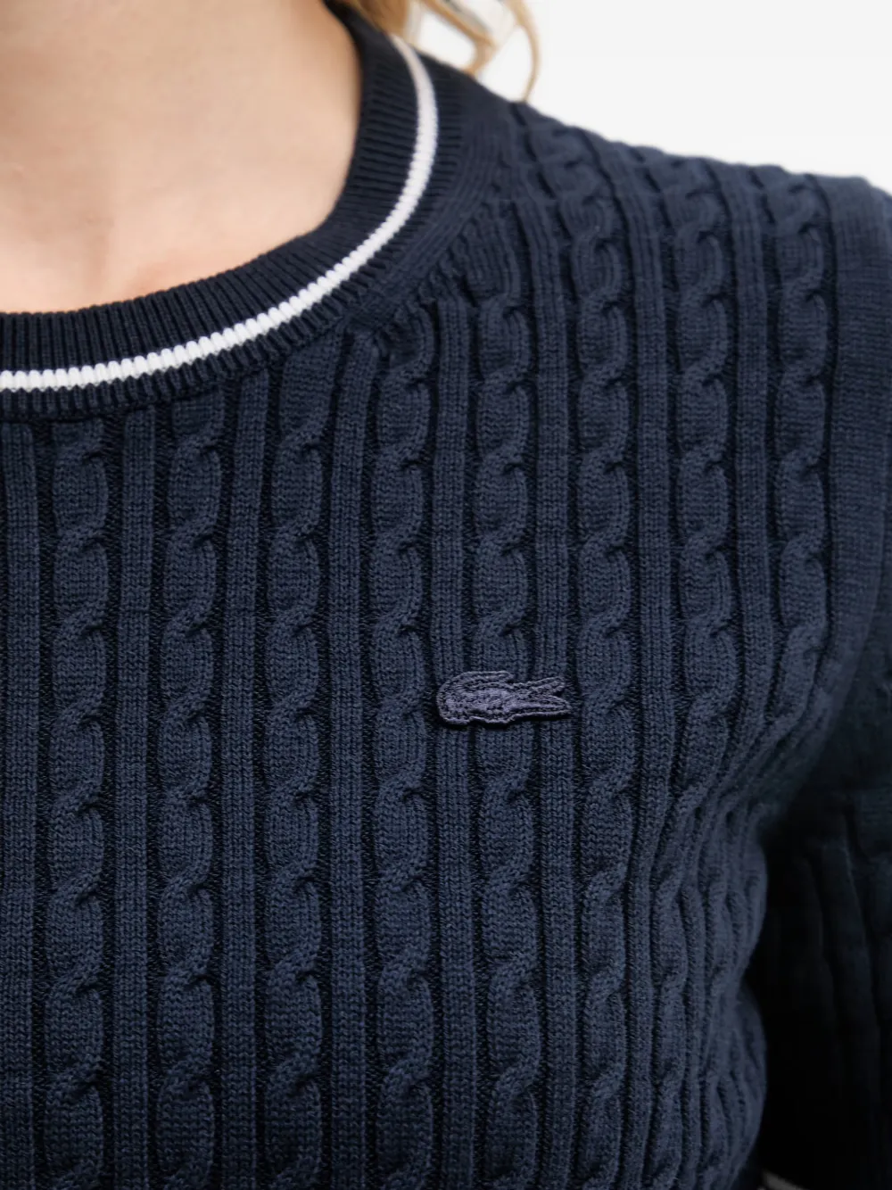 Lacoste Kabelgebreide trui met korte mouwen Blauw