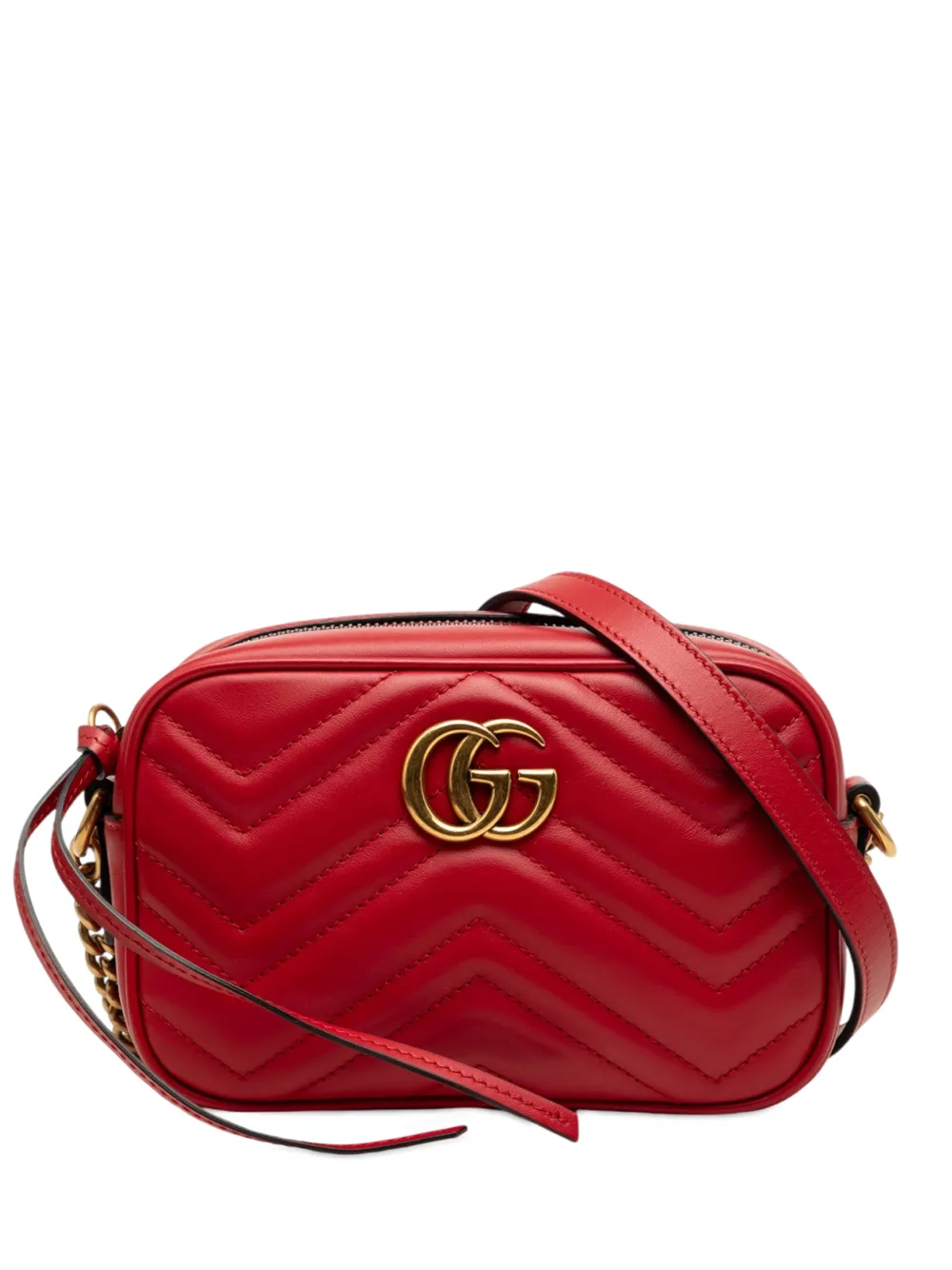 Gucci Pre-Owned 2016-2026 Mini GG Marmont Matelasse Leather crossbody bag - Rosso