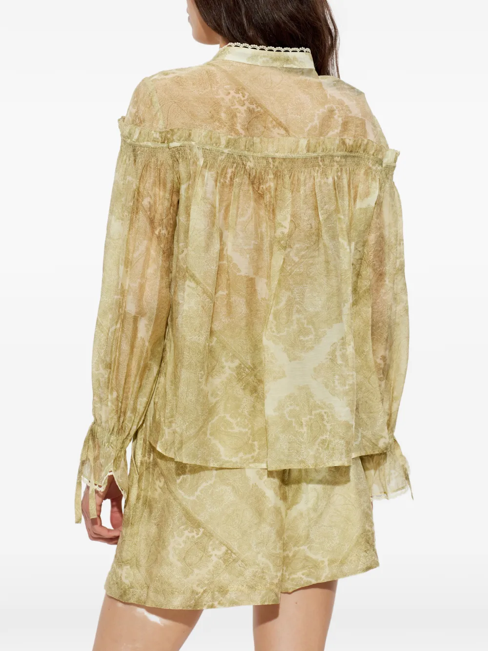 AllSaints Delphine gesmockte blouse Groen