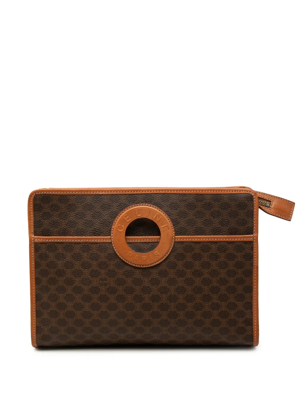 Pre-owned Celine 2012 Macadam Coated Canvas Clutch Bag In Brown