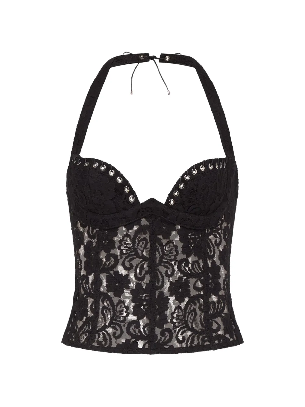 Ludovic de Saint Sernin Lilo eyelet-embellished lace top - Nero
