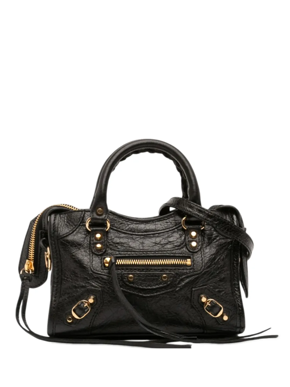 Balenciaga Pre-Owned 2017 Nano Lambskin Motocross Classic City satchel - Nero
