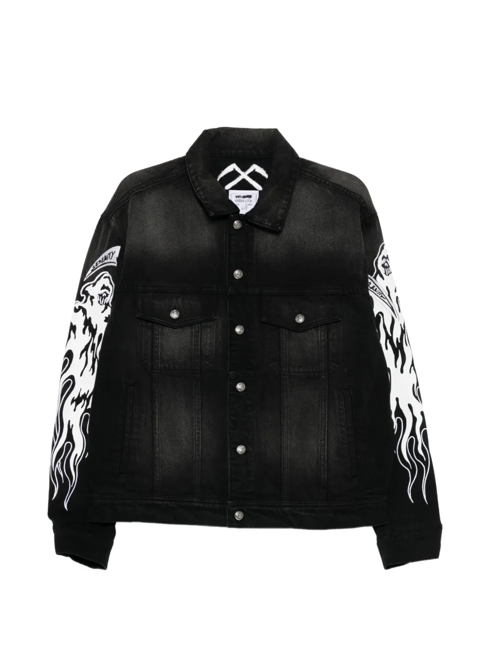 Warren Lotas graphic-print denim jacket - Black
