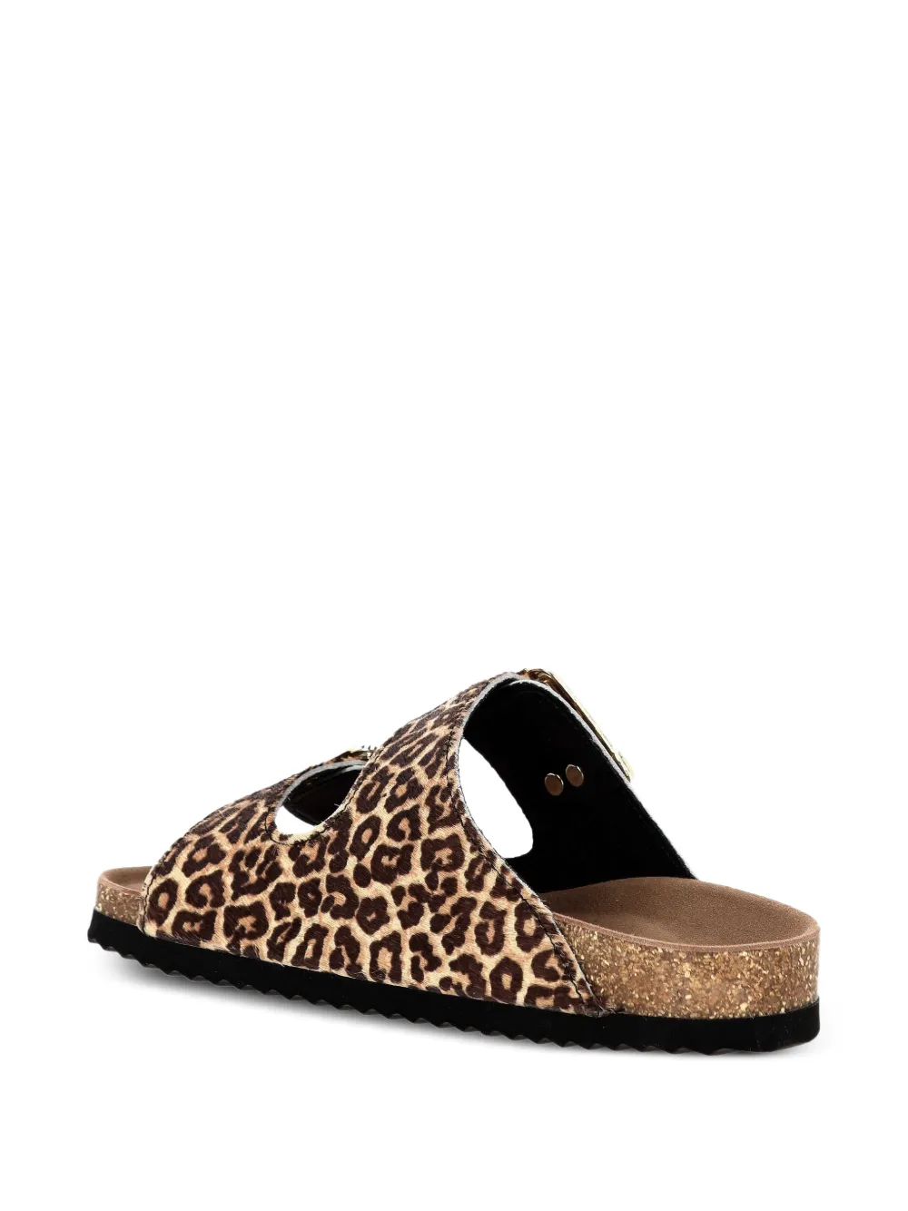 Colors Of California Sandalen met luipaardprint en gespsluiting Bruin