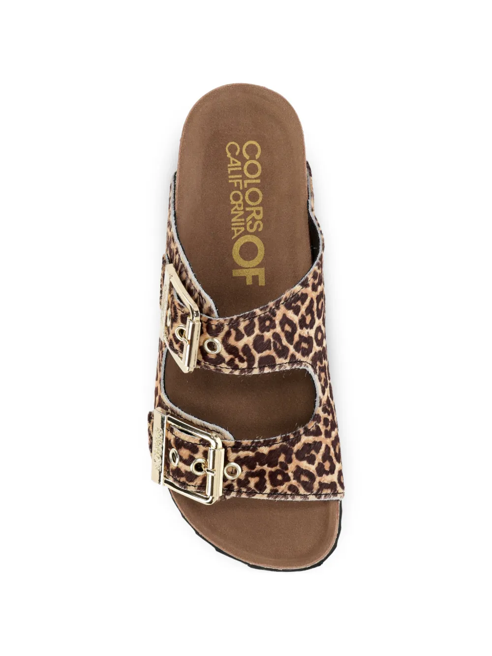Colors Of California Sandalen met luipaardprint en gespsluiting Bruin
