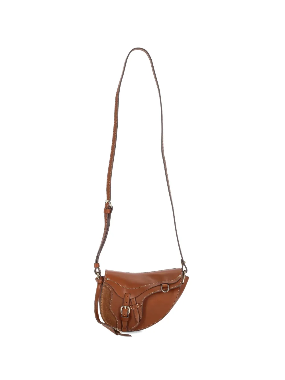 BOLDRINI buckle-detail saddle cross body bag - Marrone