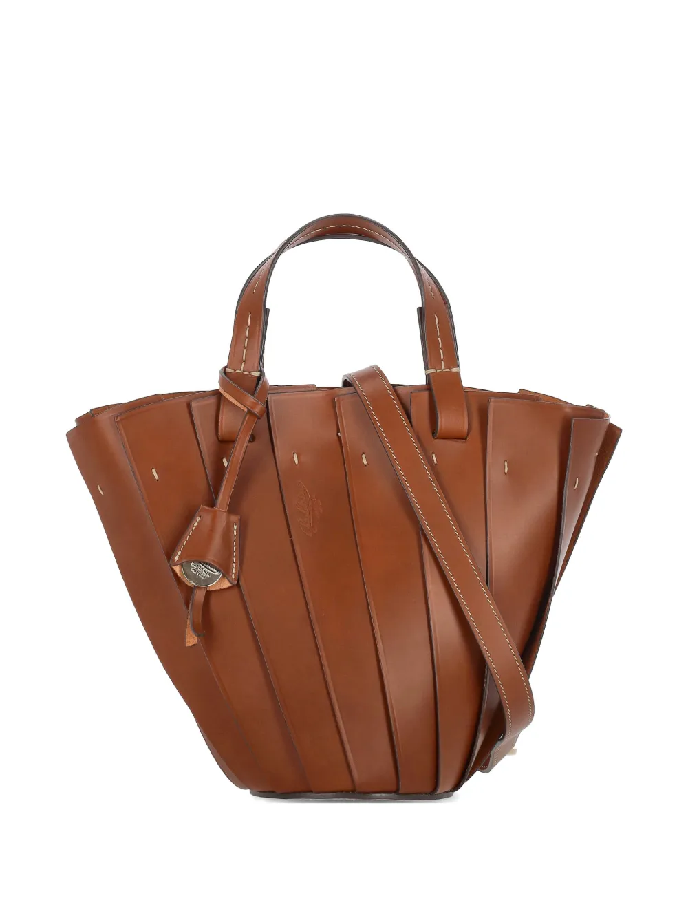 BOLDRINI pleated leather bucket bag - Marrone