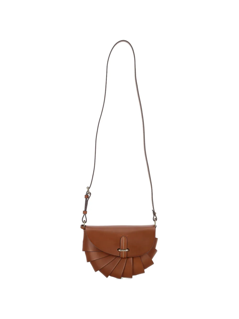 BOLDRINI pleated leather cross body bag - Marrone
