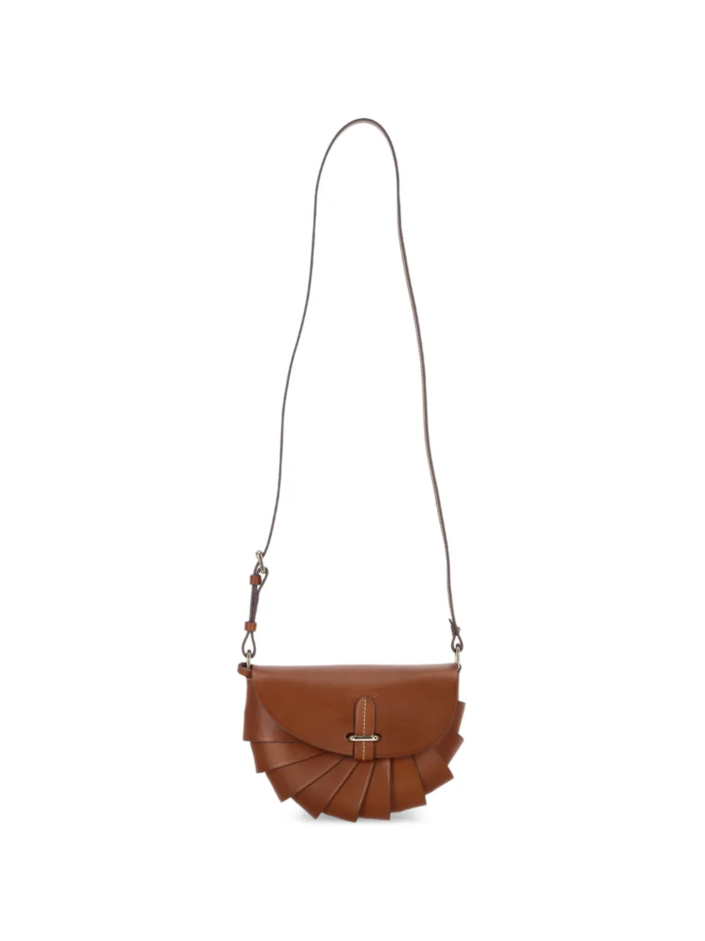 BOLDRINI pleated leather cross body bag - Marrone