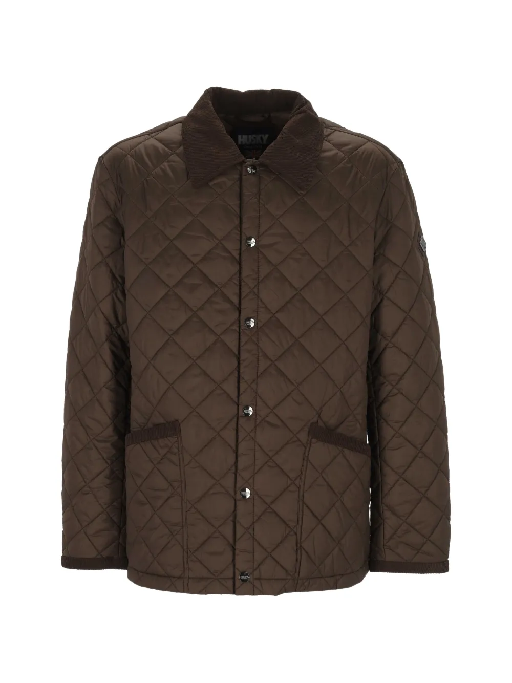 HUSKY diamond-quilted corduroy-collar jacket - Marrone