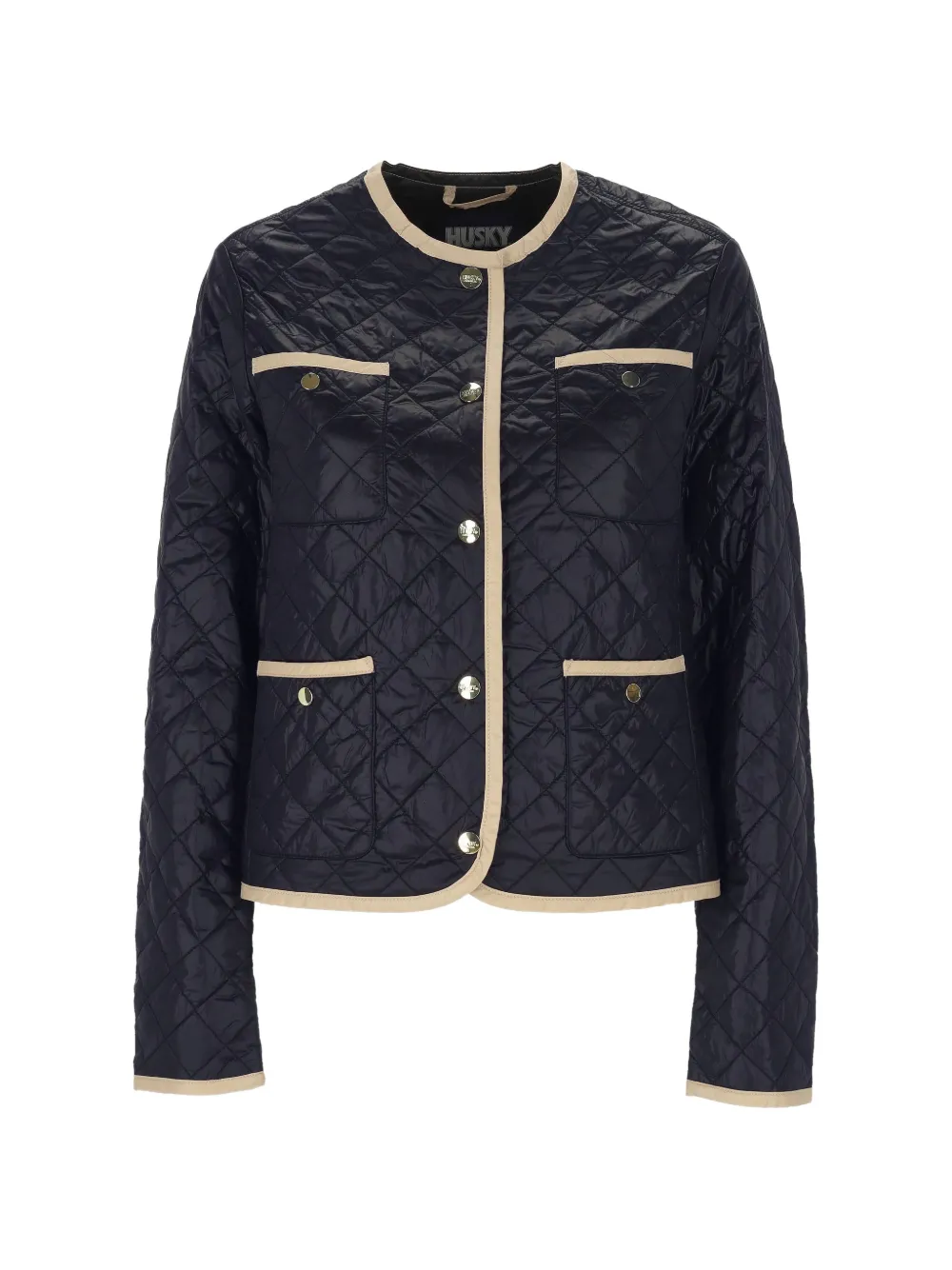 HUSKY quilted contrast-trim jacket - Blu