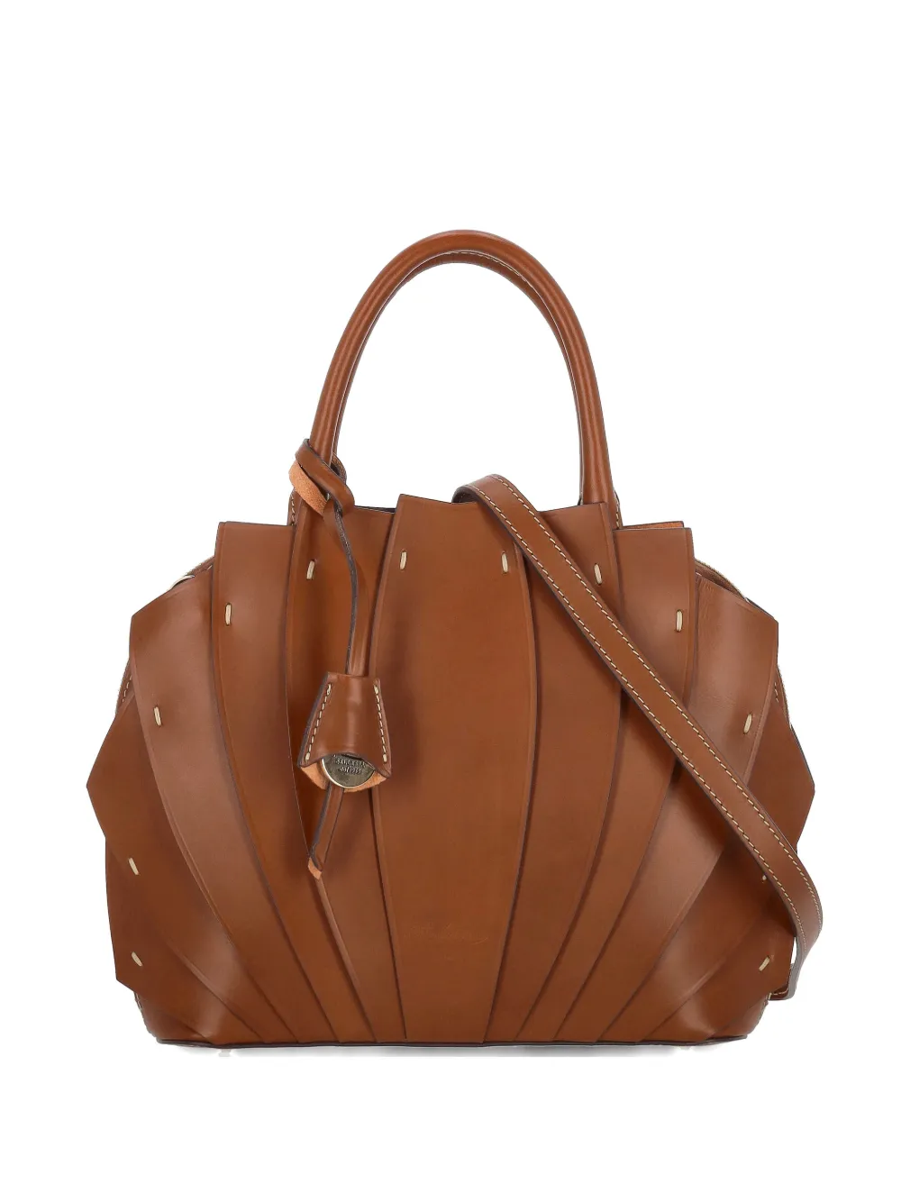 BOLDRINI fan-panelled leather tote bag - Marrone