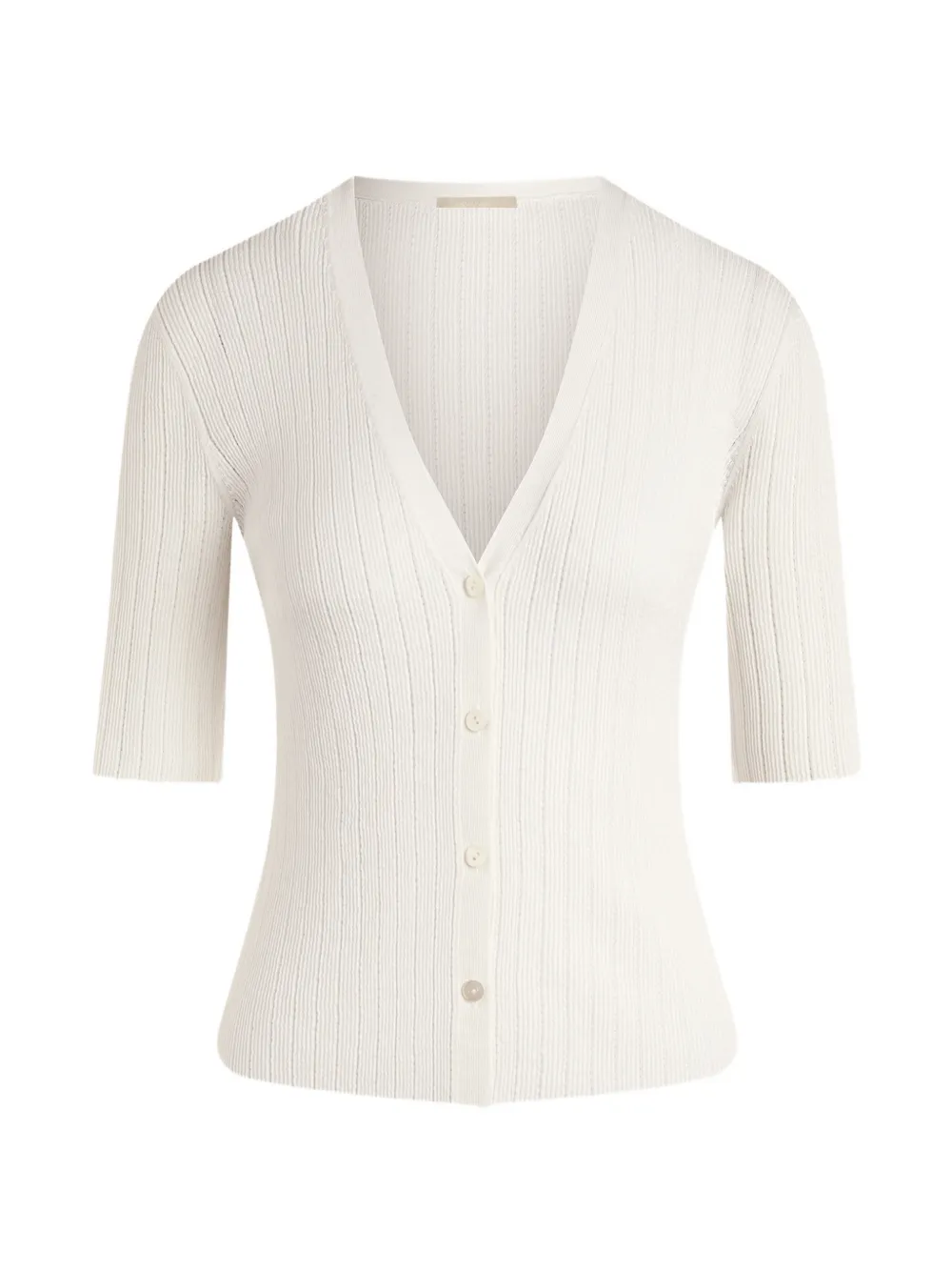 12 STOREEZ Lattice short-sleeve cardigan - Bianco