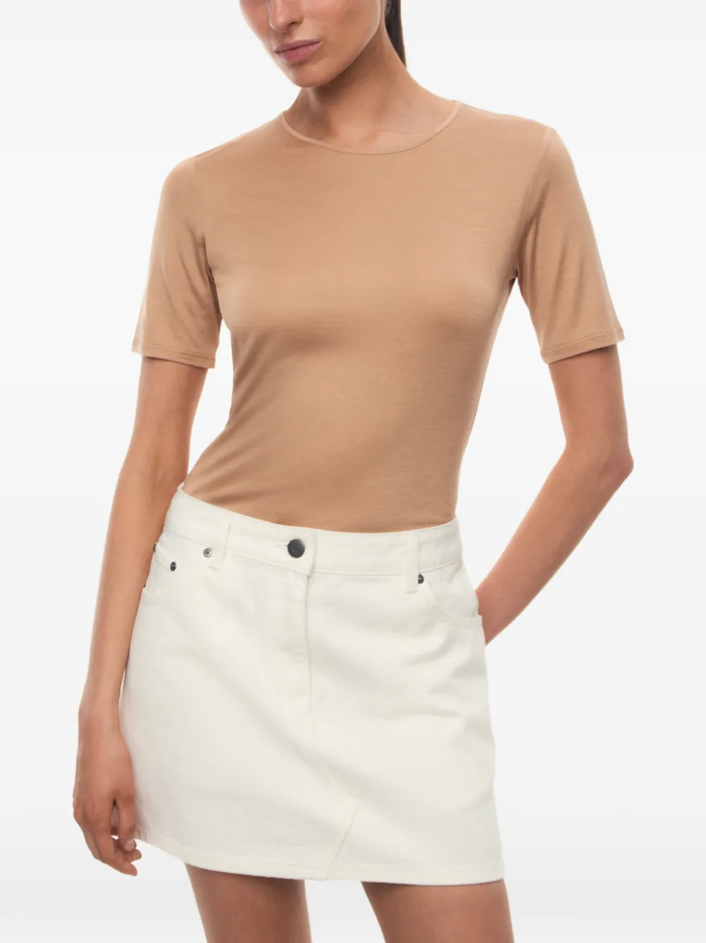 12 STOREEZ Cassiopeia zijden T-shirt Beige