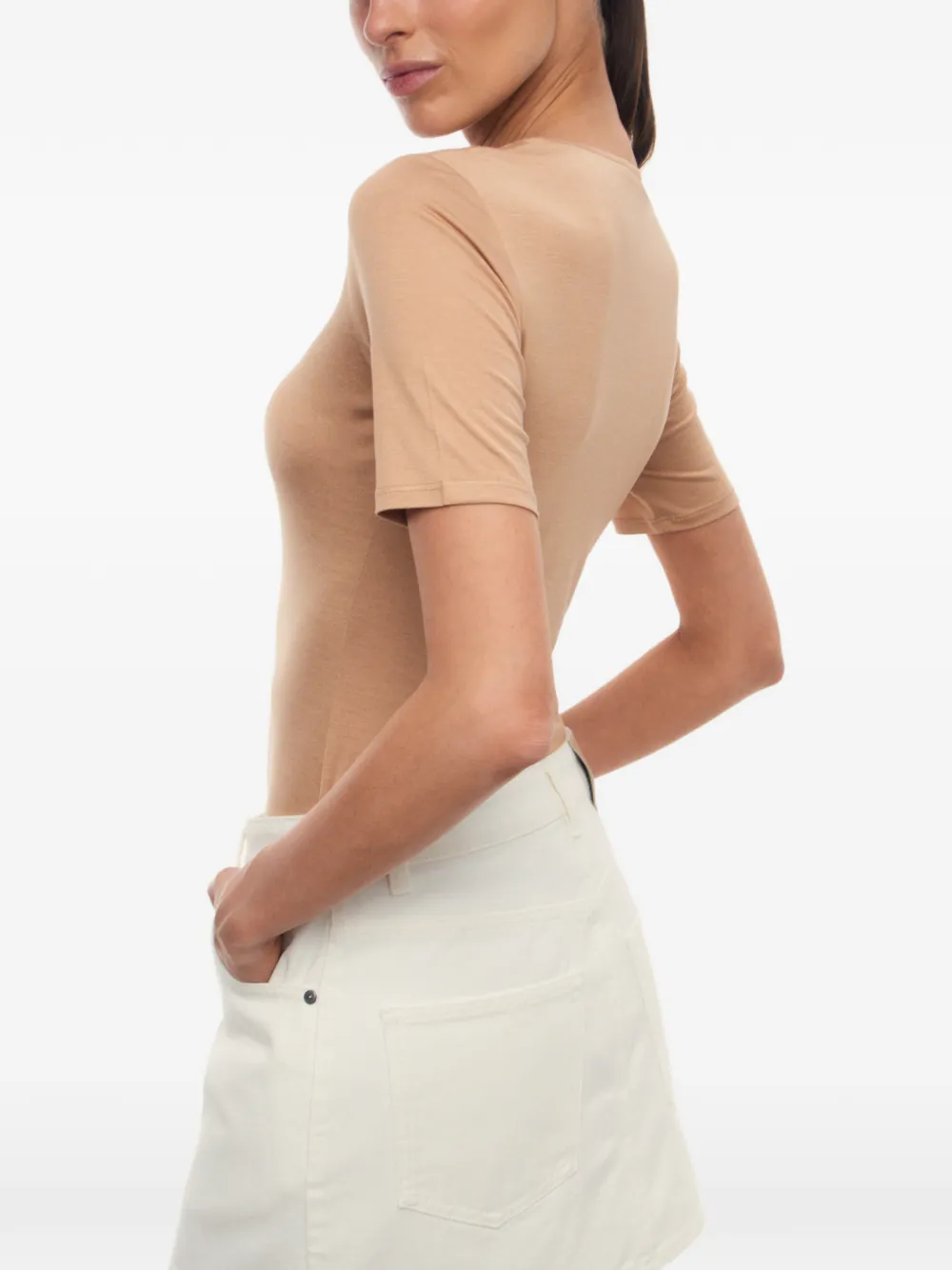 12 STOREEZ Cassiopeia zijden T-shirt Beige