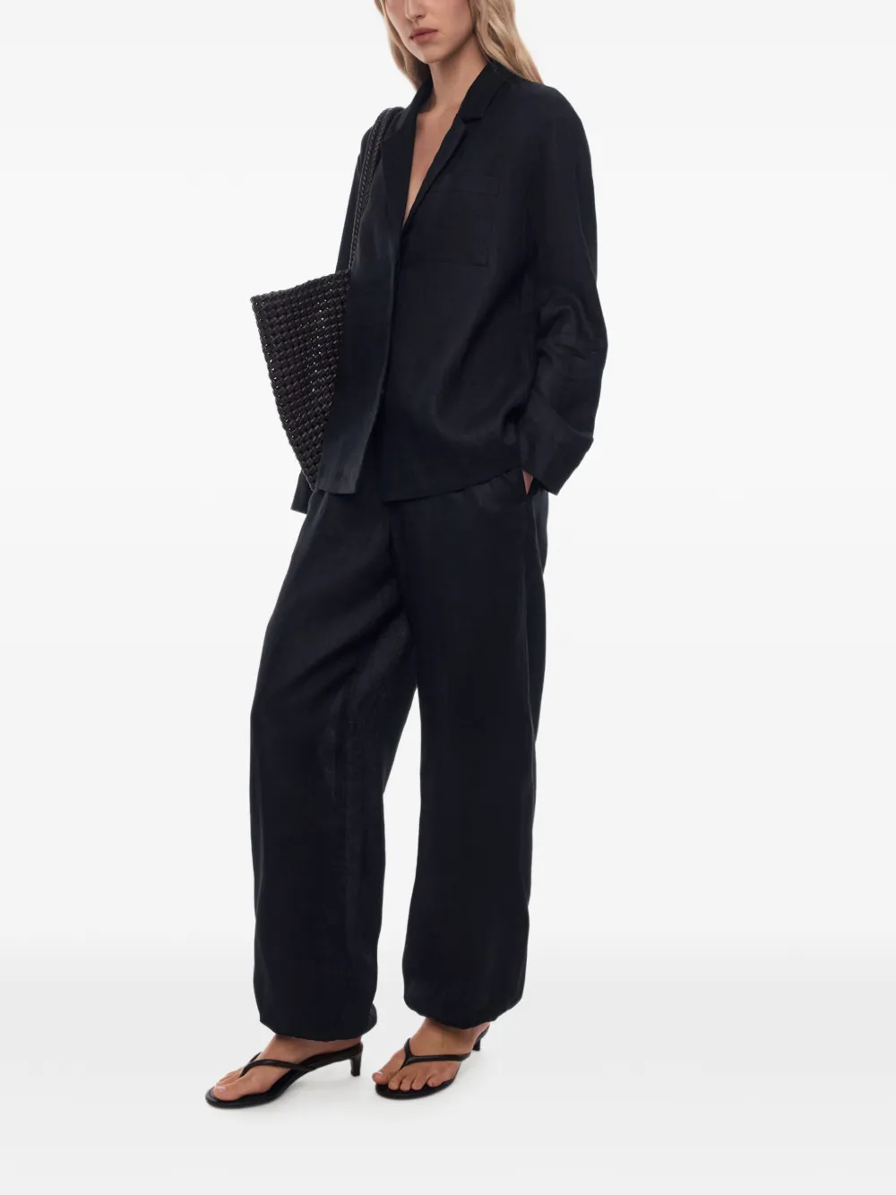 12 STOREEZ Santorini broek met trekkoord afwerking Zwart