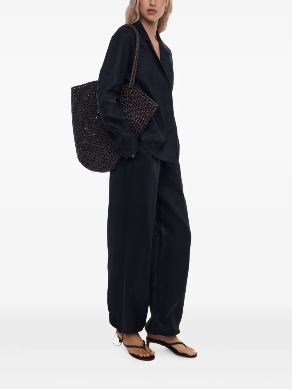 12 STOREEZ Santorini broek met trekkoord afwerking Zwart