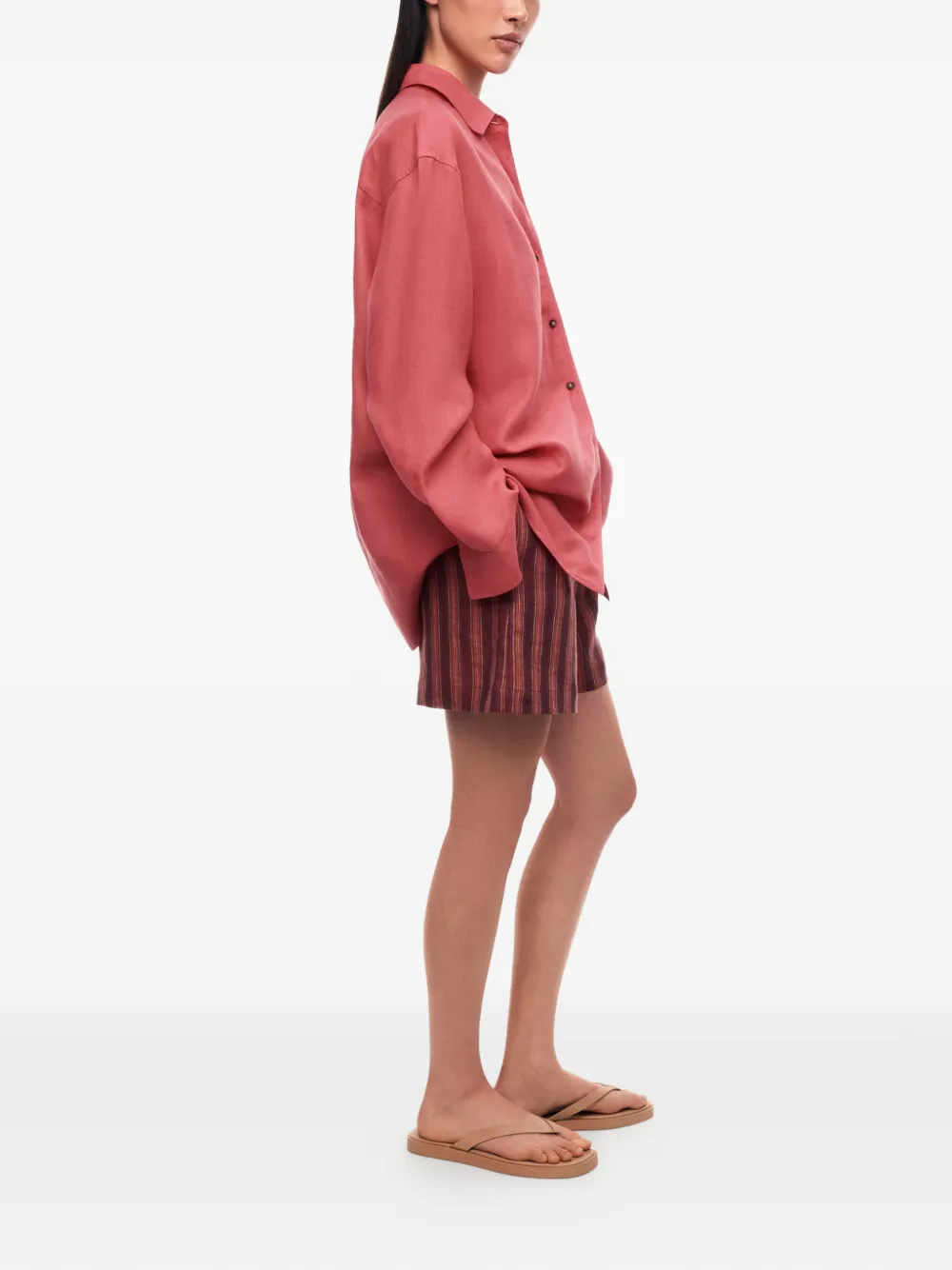 12 STOREEZ Linnen blouse met opgestikte zak Rood